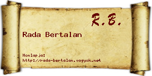 Rada Bertalan névjegykártya